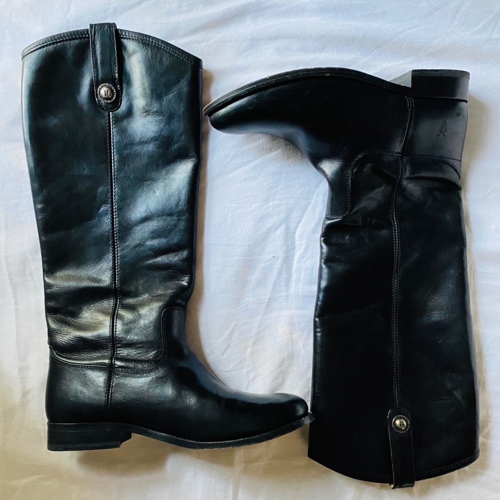 Frye Melissa Button Riding Boots Black 7